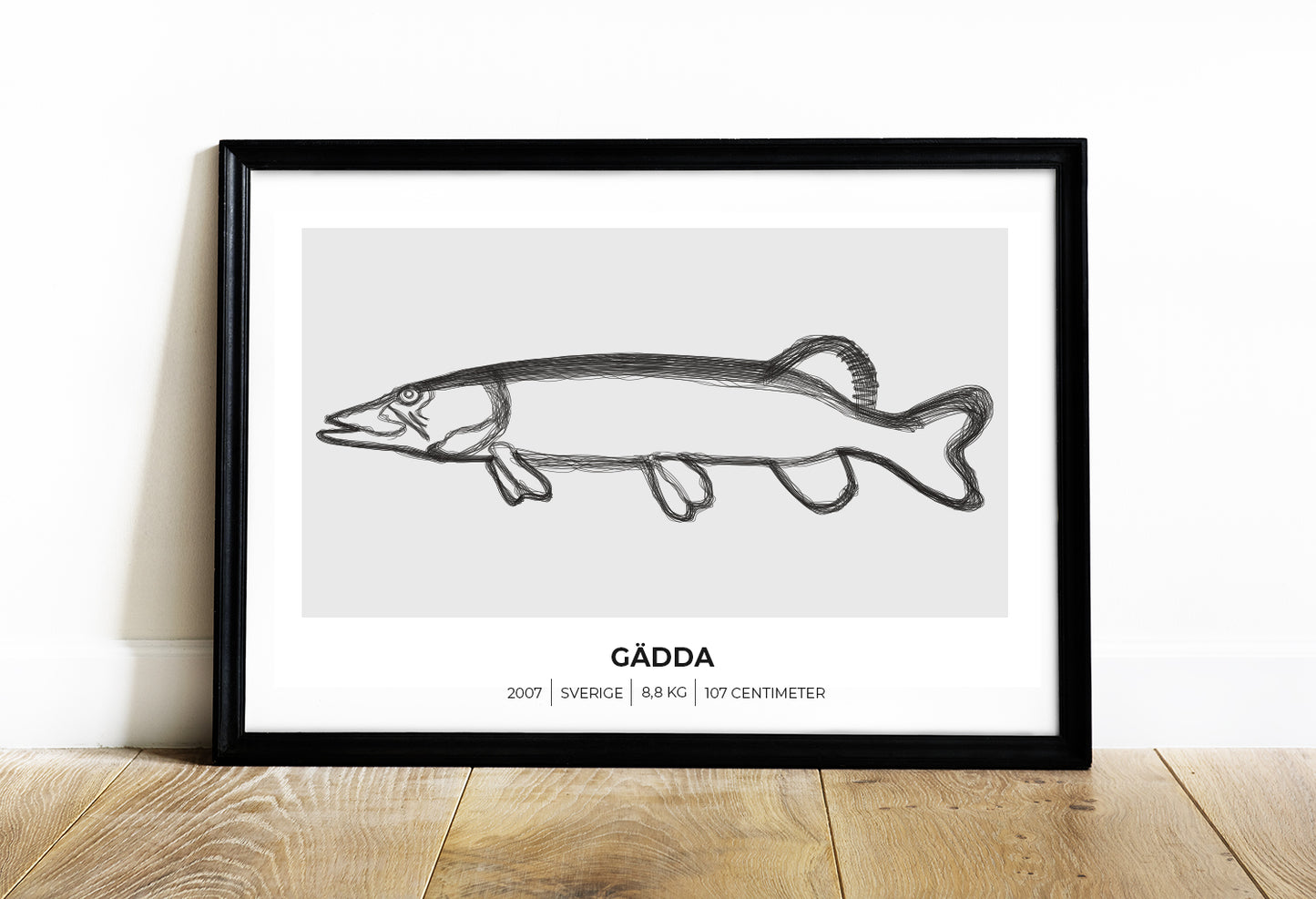 Gädda – Tavla med fiskemotiv för fiskare 70x50 cm