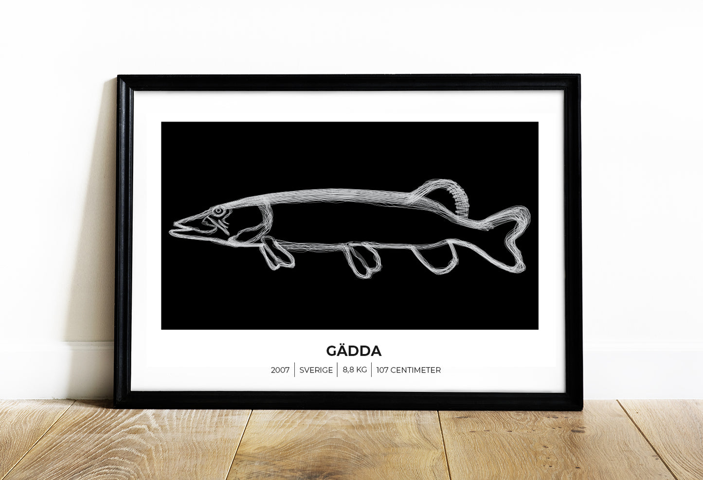 Gädda – Tavla med fiskemotiv för fiskare 70x50 cm