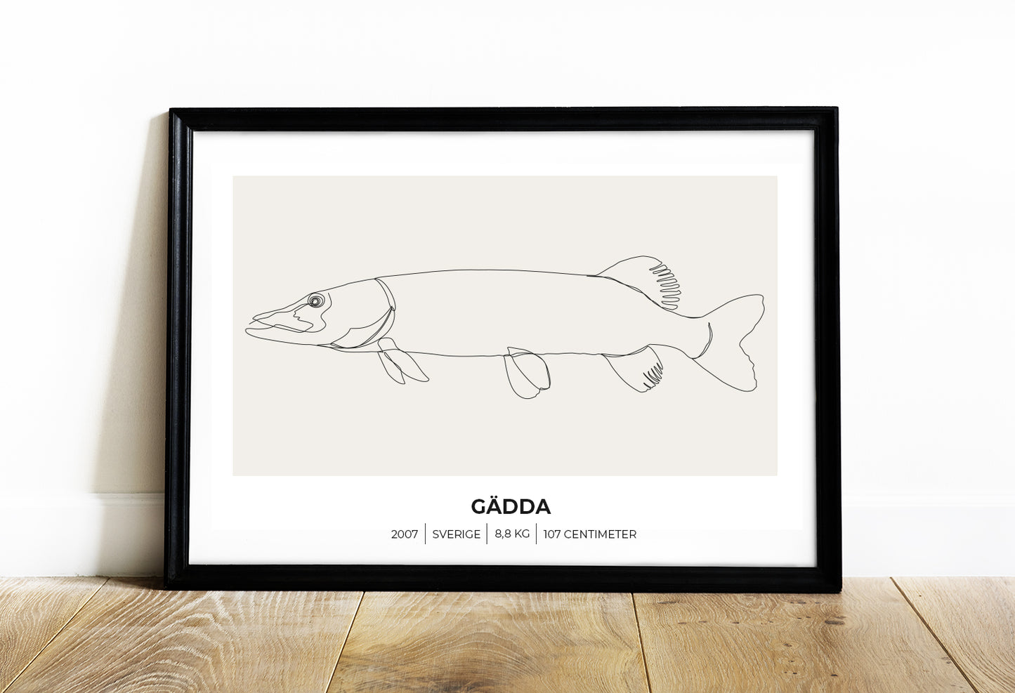 Gädda – Tavla med fiskemotiv för fiskare 70x50 cm