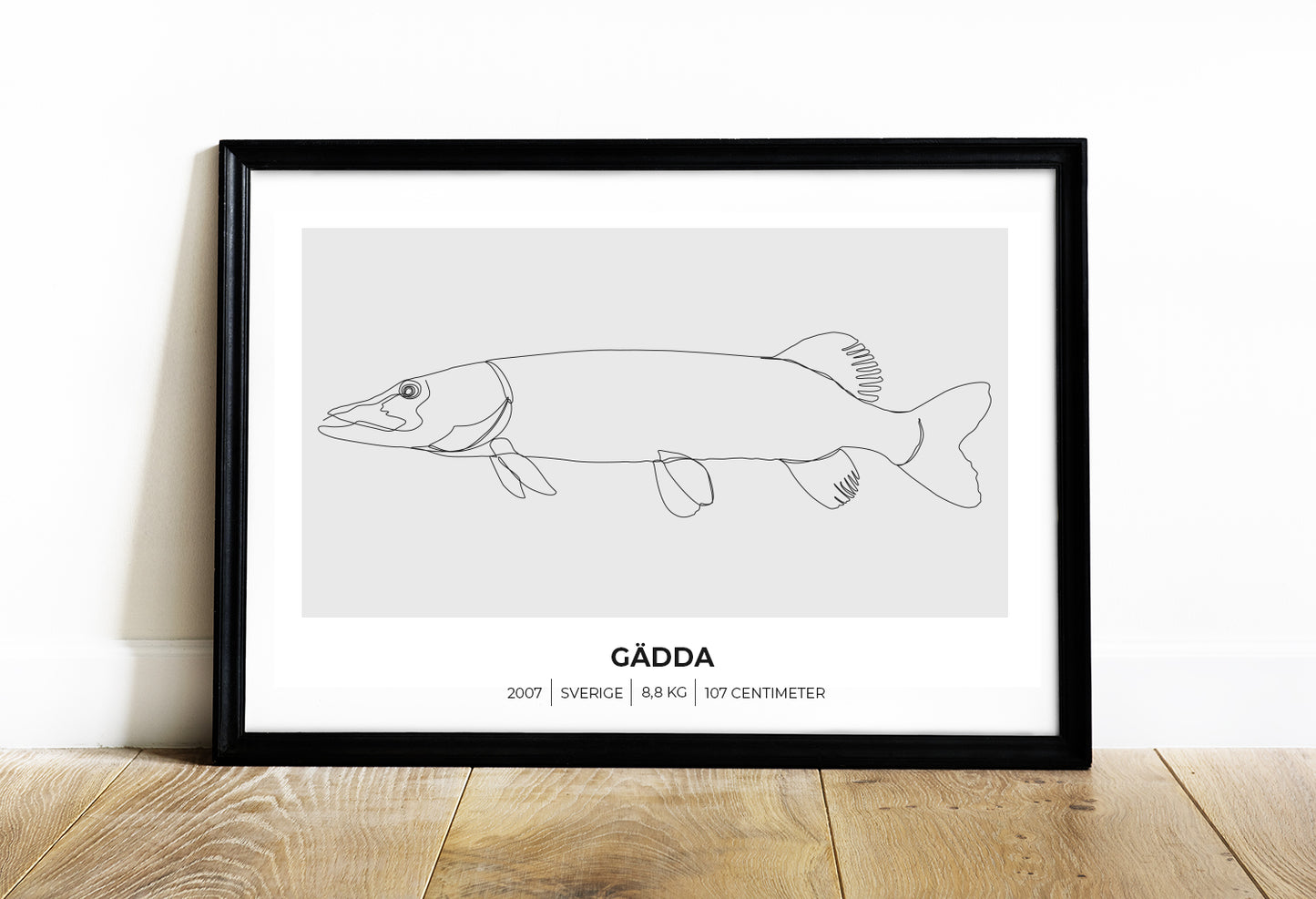 Gädda – Tavla med fiskemotiv för fiskare 70x50 cm