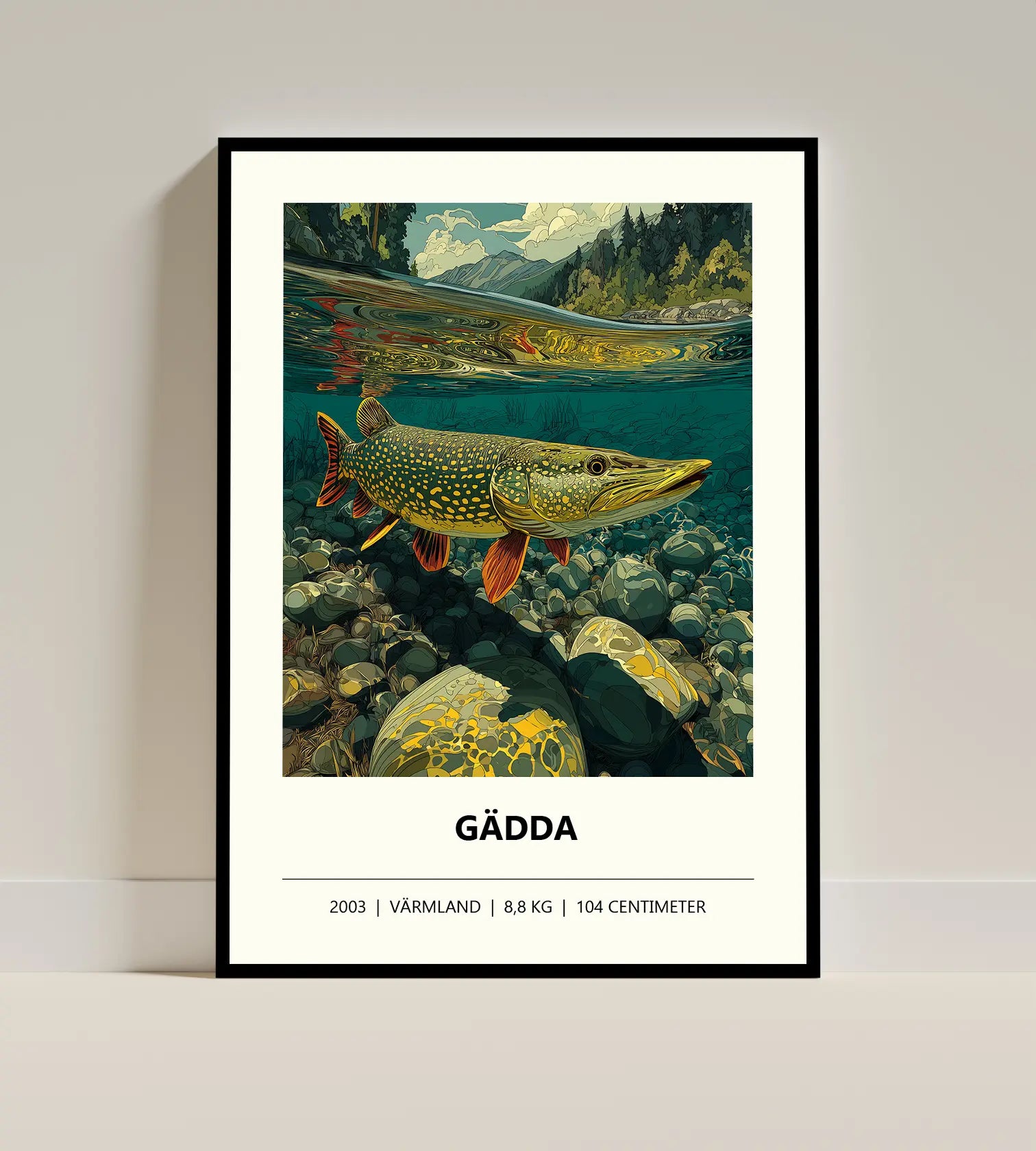 Gädda – Färgstark illustration