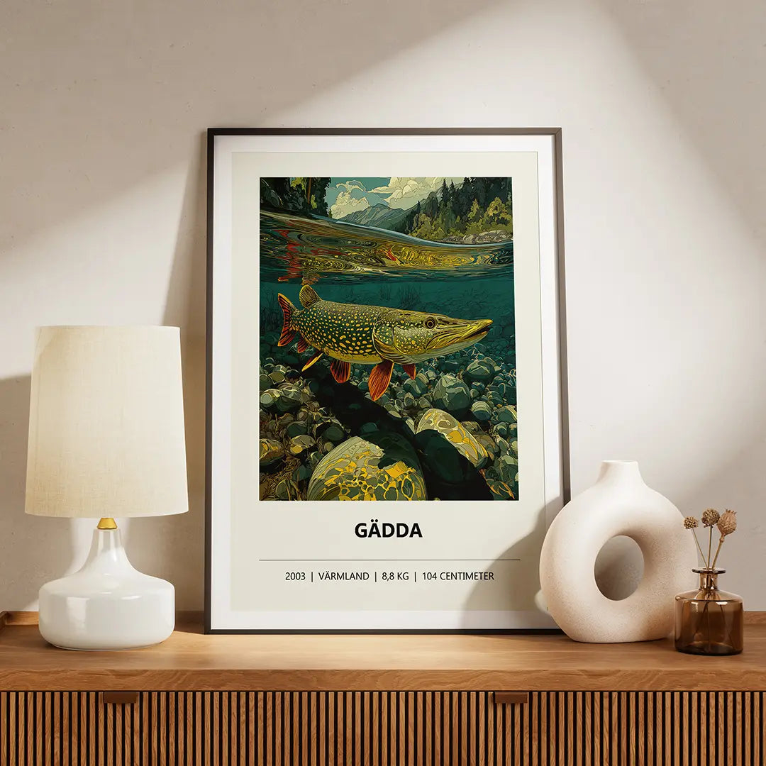 Gädda – Färgstark illustration