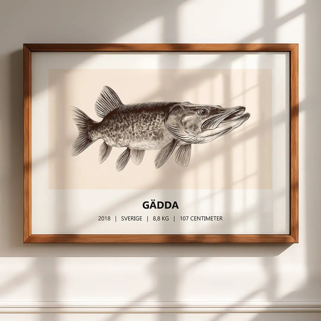 Gäddposter – Detaljerat porträtt i naturstil