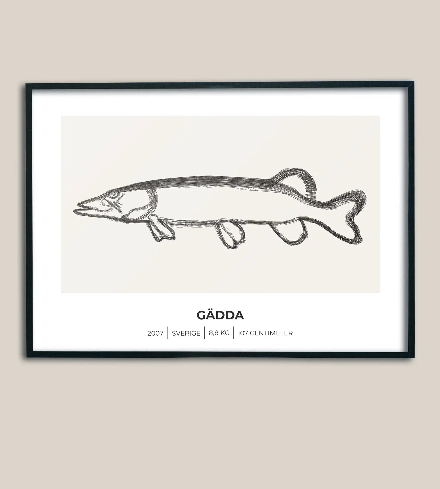 Gäddposter – Minimalistiskt motiv i 3 olika varianter