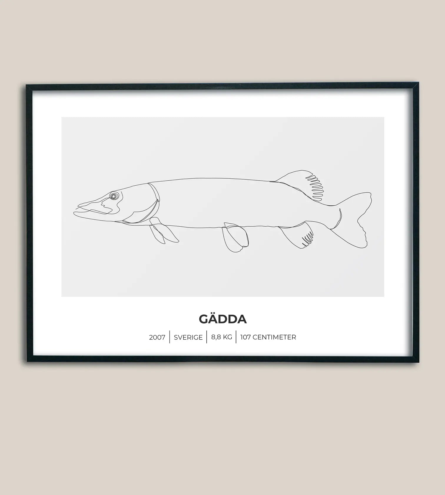 Gäddposter – Minimalistiskt motiv i 3 olika varianter