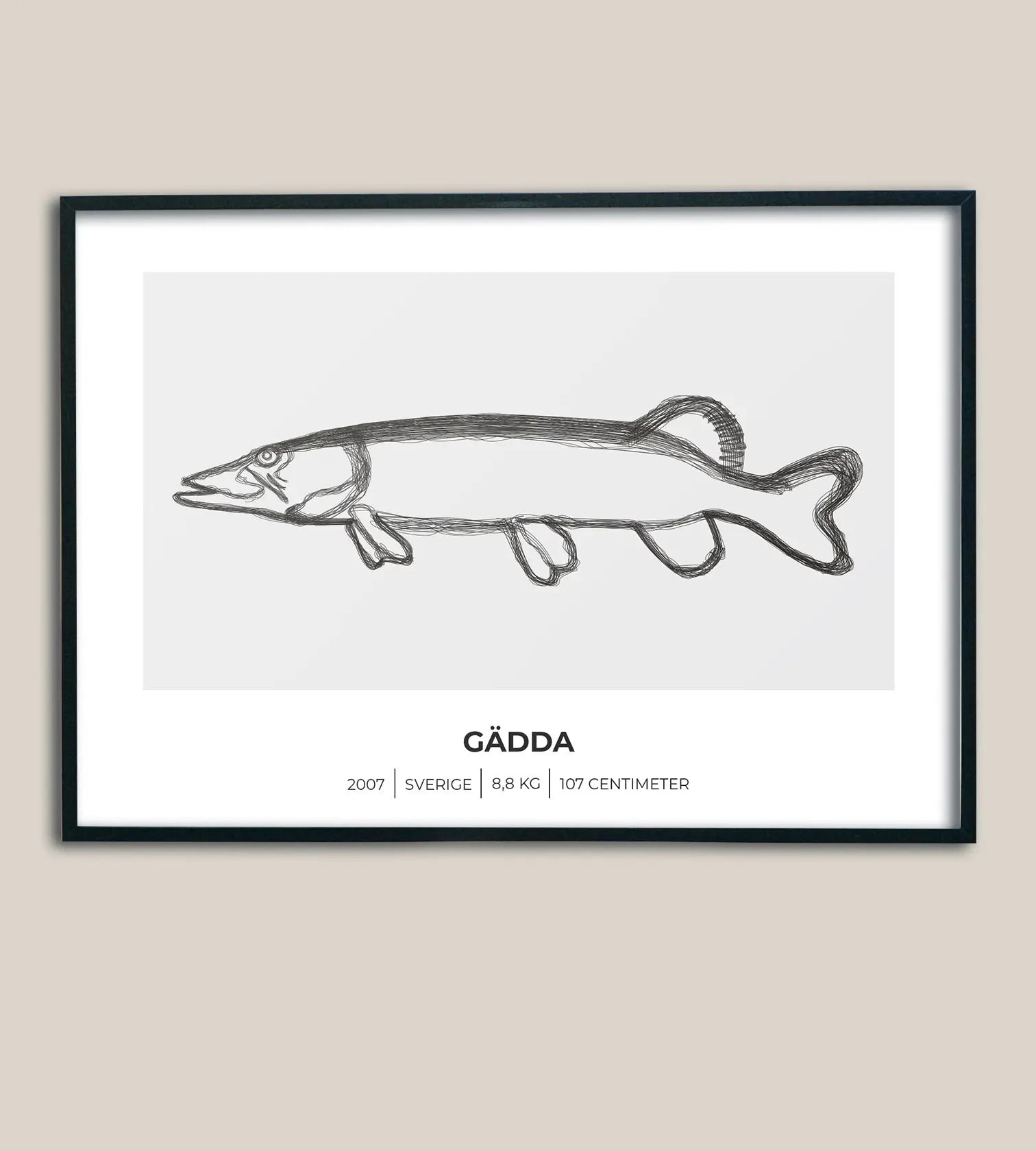 Gäddposter – Minimalistiskt motiv i 3 olika varianter