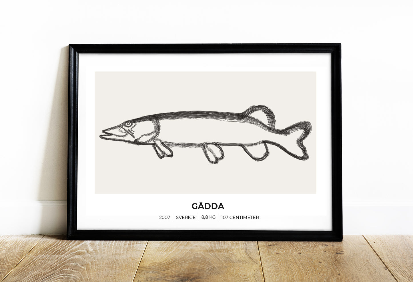 Gädda – Tavla med fiskemotiv för fiskare 70x50 cm