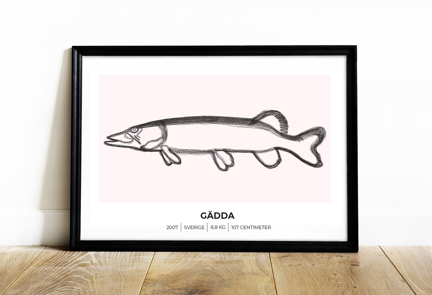 Gädda – Tavla med fiskemotiv för fiskare 70x50 cm