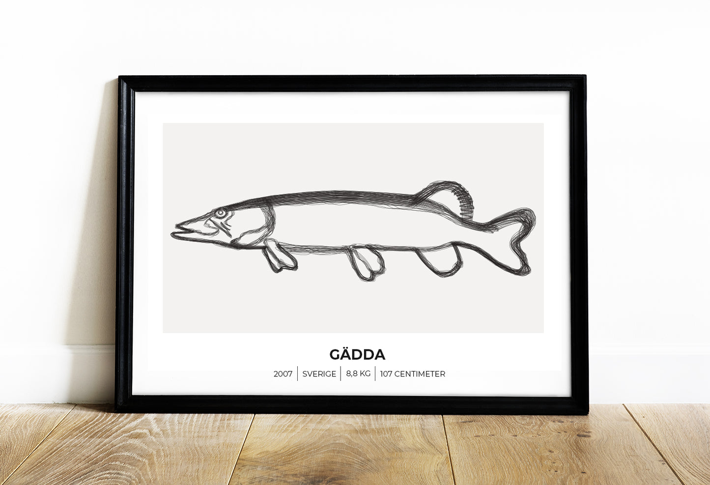 Gädda – Tavla med fiskemotiv för fiskare 70x50 cm