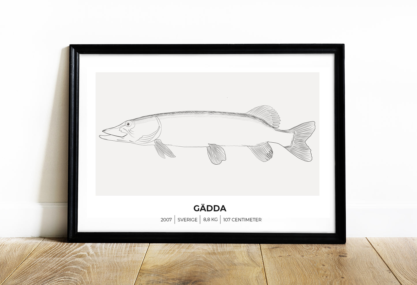 Gädda – Tavla med fiskemotiv för fiskare 70x50 cm