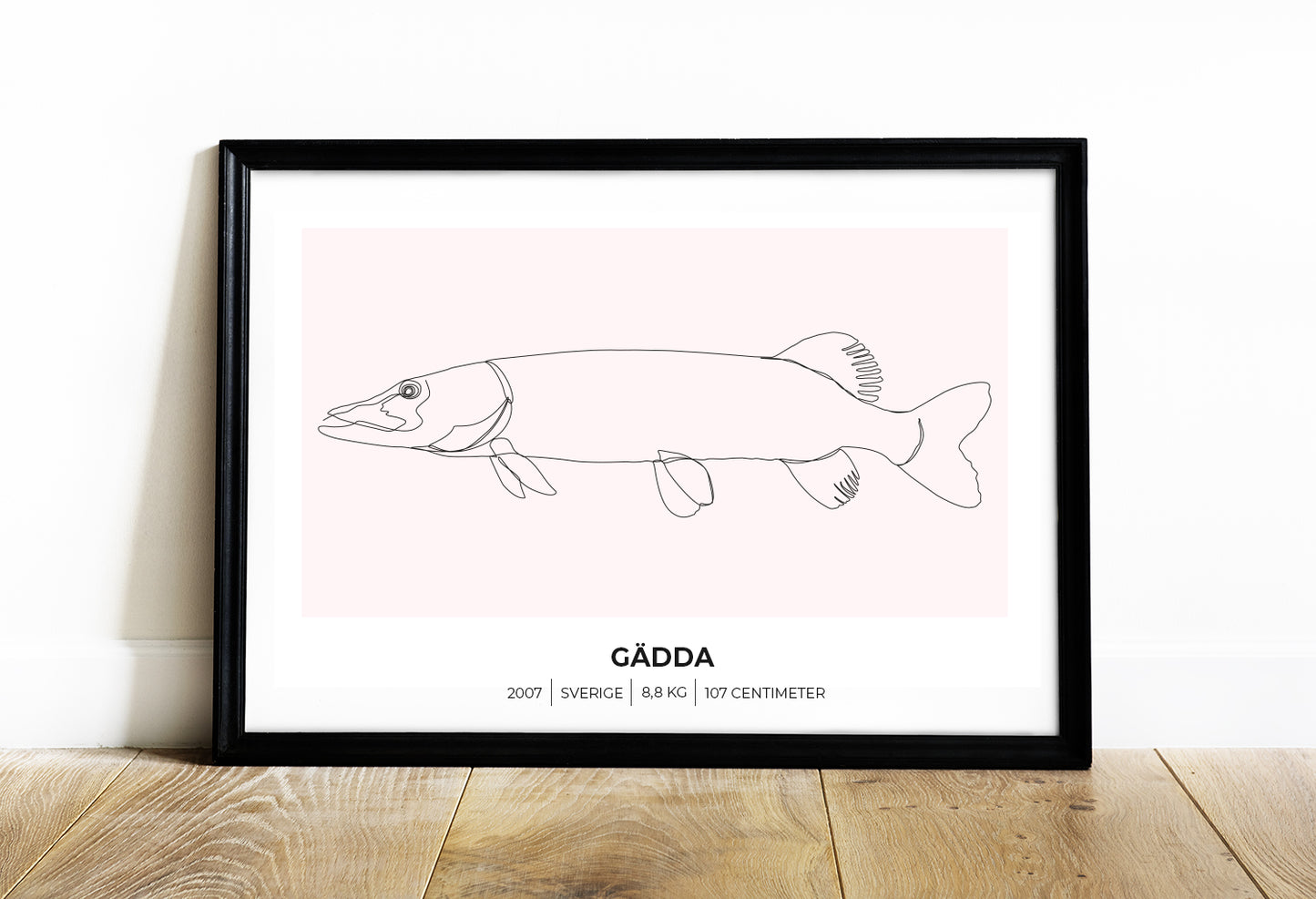 Gädda – Tavla med fiskemotiv för fiskare 70x50 cm
