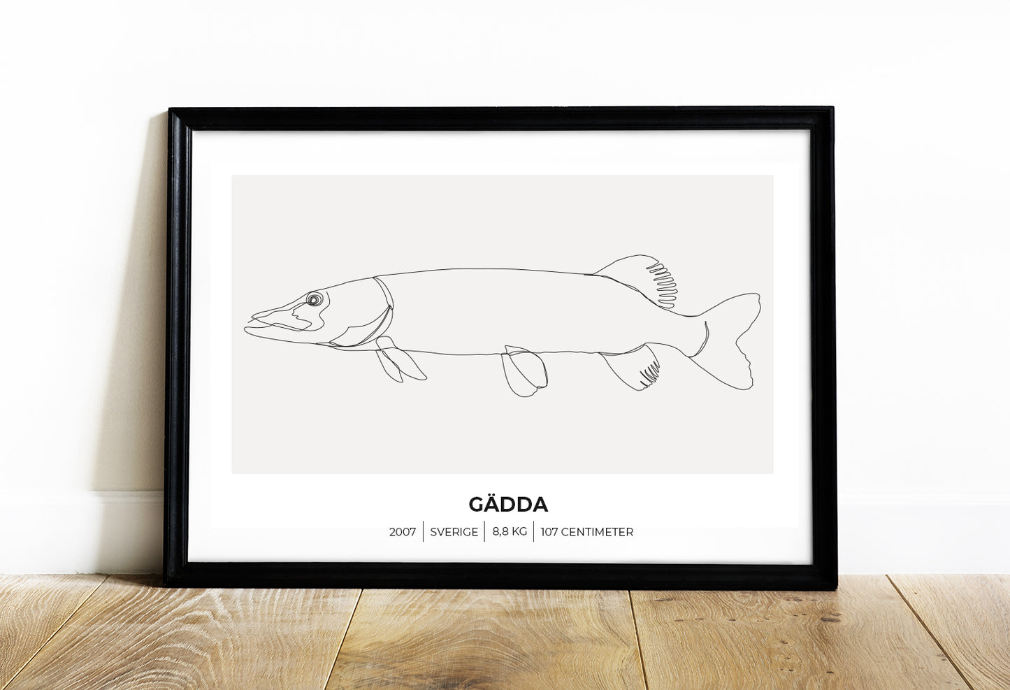 Gädda – Tavla med fiskemotiv för fiskare 70x50 cm